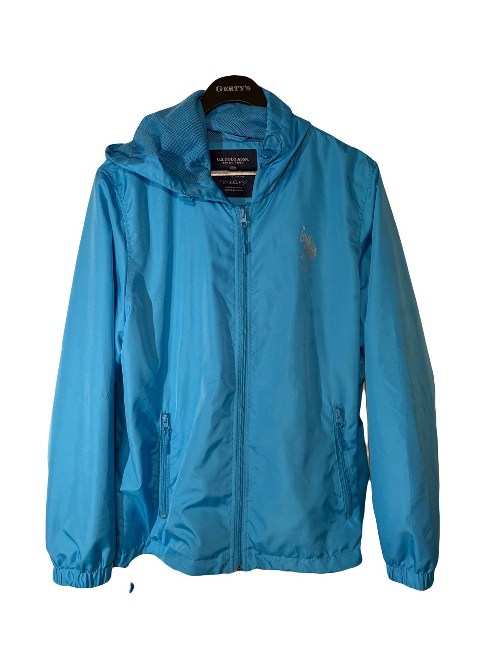 U.S. Polo Assn. Womens Lightweight Hooded Jacket/ windbreaker turquoise Blue XXL